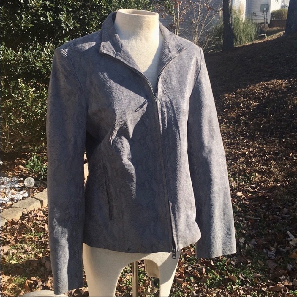 Brandon Thomas Python Print Leather Jacket - image 1